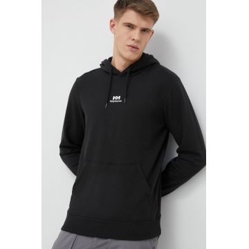 Helly Hansen bluză YU HOODIE 2.0 bărbați, culoarea negru, cu glugă, uni 53582