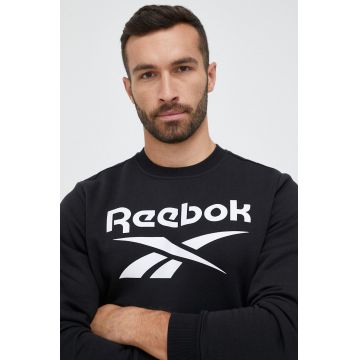 Reebok bluza barbati, culoarea negru, cu imprimeu