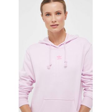 adidas Originals hanorac de bumbac femei, culoarea violet, cu glugă, neted