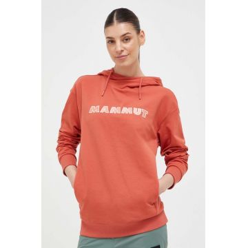 Mammut bluza ML Hoody Logo femei, culoarea roz, cu glugă, cu imprimeu