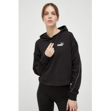 Puma bluză trening culoarea negru, cu glugă, cu imprimeu