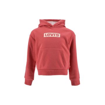 Levi's bluza copii culoarea rosu, cu glugă, cu imprimeu