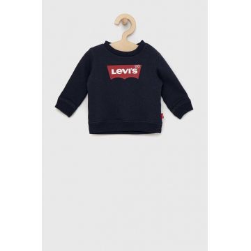 Levi's hanorac de bumbac pentru copii culoarea albastru marin, cu imprimeu