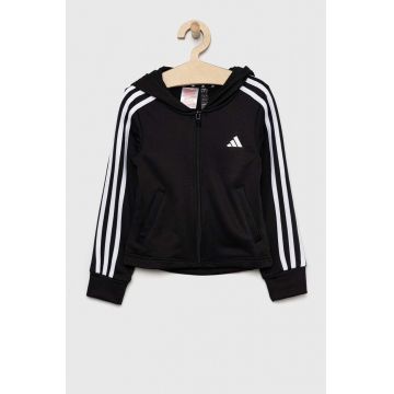 Adidas bluza copii culoarea negru, cu glugă, cu imprimeu