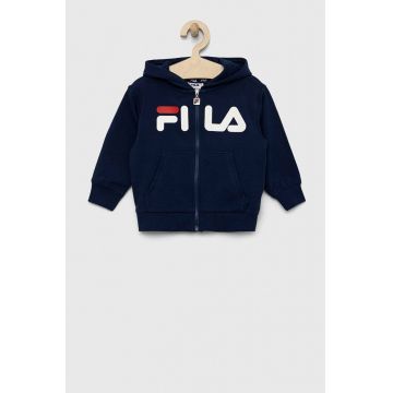 Fila bluza copii culoarea albastru marin, cu glugă, cu imprimeu