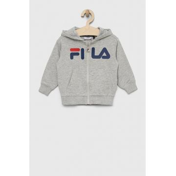 Fila bluza copii culoarea gri, cu glugă, cu imprimeu