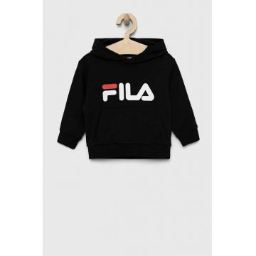 Fila bluza copii culoarea negru, cu glugă, cu imprimeu