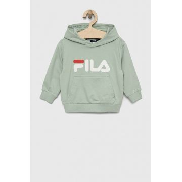 Fila bluza copii culoarea verde, cu glugă, cu imprimeu