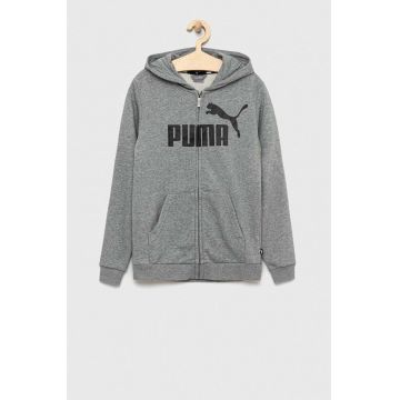 Puma bluza copii ESS Big Logo FZ Hoodie TR B culoarea gri, cu glugă, modelator