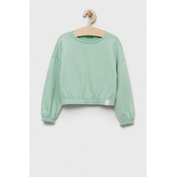 United Colors of Benetton bluza copii culoarea verde, neted