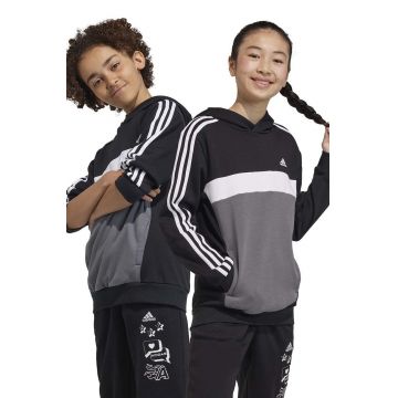 adidas bluza copii culoarea negru, cu glugă, modelator