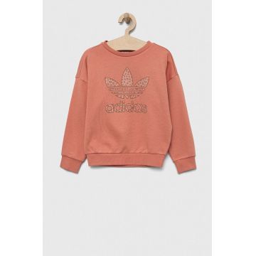 adidas Originals bluza copii culoarea portocaliu, cu imprimeu