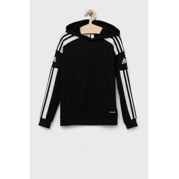 adidas Performance bluza copii culoarea negru, cu glugă, cu imprimeu