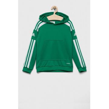 adidas Performance bluza copii culoarea verde, cu glugă, modelator