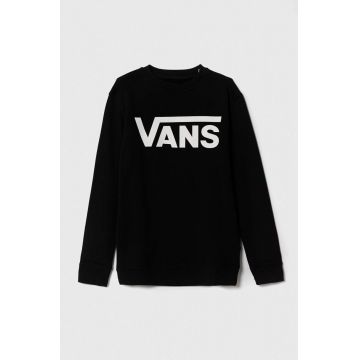 Vans hanorac de bumbac pentru copii VANS CLASSIC CREW culoarea negru, cu imprimeu