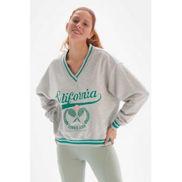 Bluza sport cu decolteu in V si maneci cazute