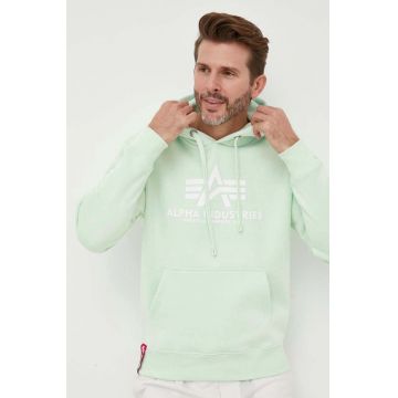 Alpha Industries bluză bărbați, culoarea verde, cu imprimeu 178312.43-Mint