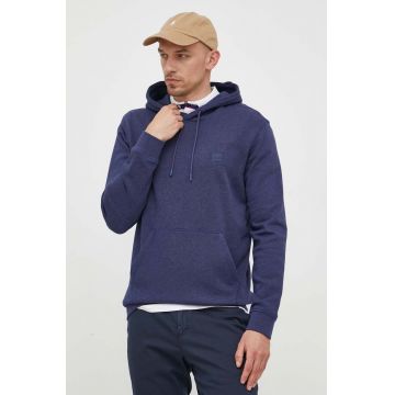 BOSS hanorac de bumbac CASUAL bărbați, culoarea bleumarin, cu glugă, uni 50468445