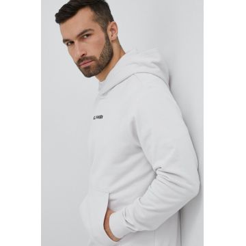 Helly Hansen bluză bărbați, culoarea gri, cu glugă, cu imprimeu 53924