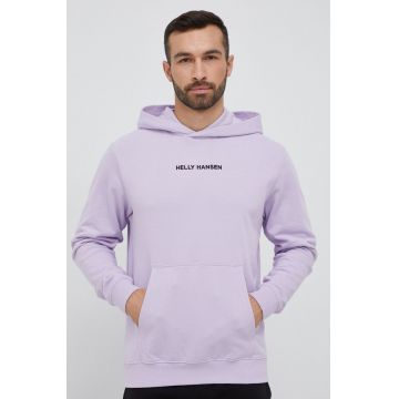 Helly Hansen bluză bărbați, culoarea violet, cu glugă, cu imprimeu 53924