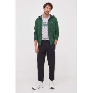 Lacoste bluza barbati, culoarea verde, cu glugă, neted