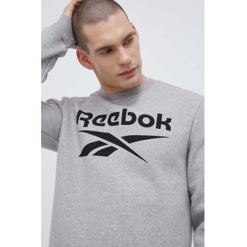 Reebok bluza barbati, culoarea gri, cu imprimeu