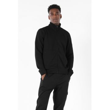 Bluza sport slim fit cu fermoar si aspect texturat - Black -