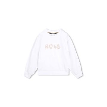 BOSS bluza copii culoarea alb, cu imprimeu