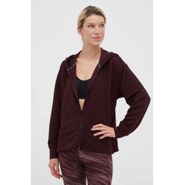 Dkny bluza femei, culoarea bordo, cu glugă, neted