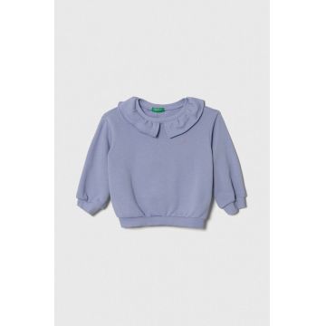 United Colors of Benetton hanorac de bumbac pentru copii culoarea violet, neted