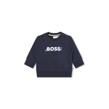 BOSS bluza copii culoarea albastru marin, cu imprimeu