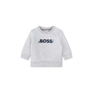 BOSS bluza copii culoarea gri, cu imprimeu