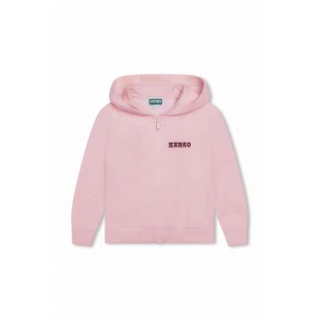 Kenzo Kids hanorac de bumbac pentru copii culoarea roz, cu glugă, cu imprimeu