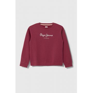 Pepe Jeans hanorac de bumbac pentru copii culoarea bordo, cu imprimeu