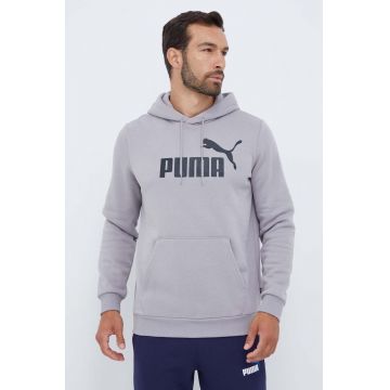 Puma bluză bărbați, culoarea gri, cu glugă, imprimeu 586687