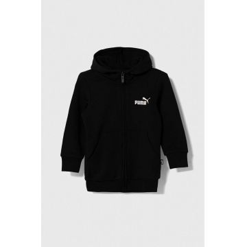 Puma bluza copii ESS Small Logo Full-Zip Hoodie TR G culoarea negru, cu glugă, neted