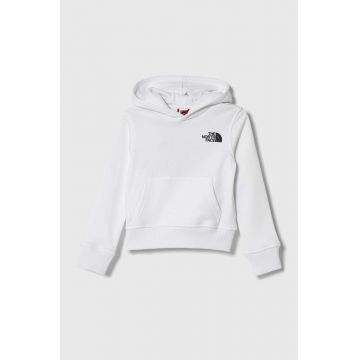 The North Face hanorac de bumbac pentru copii B GRAPHIC HOODIE 1 culoarea alb, cu glugă, cu imprimeu