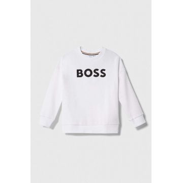 BOSS bluza copii culoarea alb, cu imprimeu