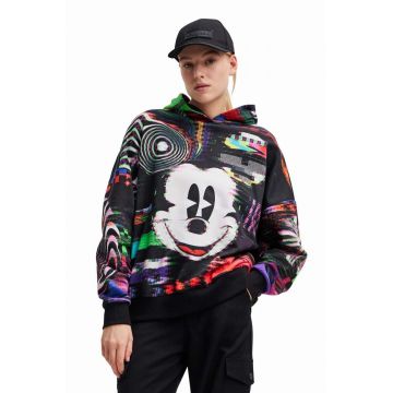 Desigual hanorac de bumbac x Disney femei, culoarea negru, modelator