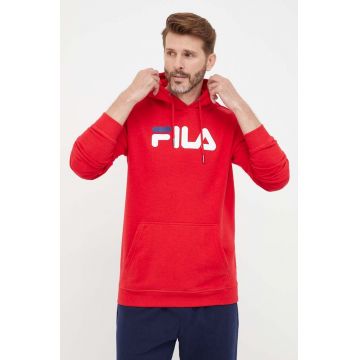 Fila bluza barbati, culoarea rosu, cu glugă, cu imprimeu