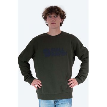 Fjallraven hanorac de bumbac Logo Sweater barbati, culoarea verde, cu imprimeu, F84142