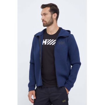 Helly Hansen hanorac Hydropower Ocean 2.0 culoarea bleumarin, cu glugă, cu imprimeu 34264