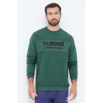 Hummel hanorac de bumbac barbati, culoarea verde, cu imprimeu