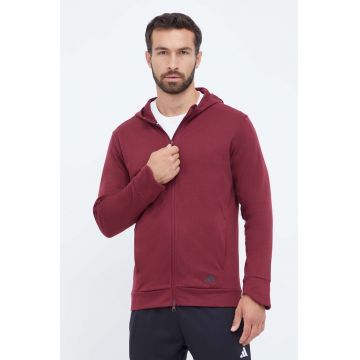 adidas Performance hanorac de antrenament Base culoarea bordo, cu glugă, neted