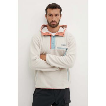 Columbia bluză M Helvetia Hoodie bărbați, culoarea bej, cu glugă, cu model 2013705