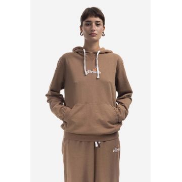 Ellesse hanorac de bumbac Daphni Oh Hoody femei, culoarea maro, cu glugă, cu imprimeu SGM14014-PINK