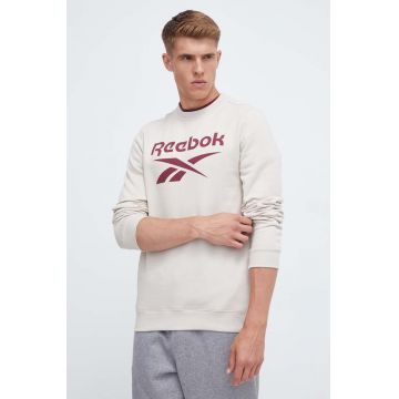 Reebok bluza barbati, culoarea bej, cu imprimeu