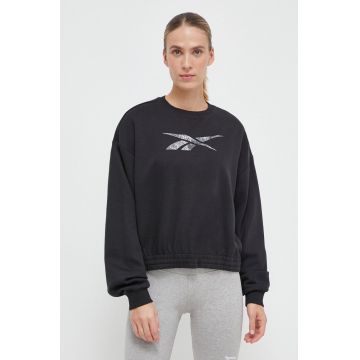 Reebok bluza MODERN SAFARI femei, culoarea negru, cu imprimeu