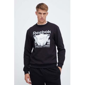 Reebok Classic bluza Basketball barbati, culoarea negru, cu imprimeu