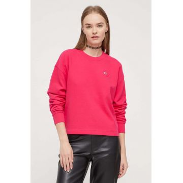 Tommy Jeans hanorac de bumbac femei, culoarea roșu, uni DW0DW16402